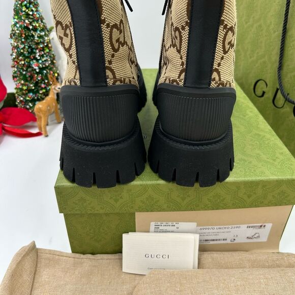 Men’s Gucci maxi GG combat boots lug soles size 13 made in Italy - Picture 5 of 7